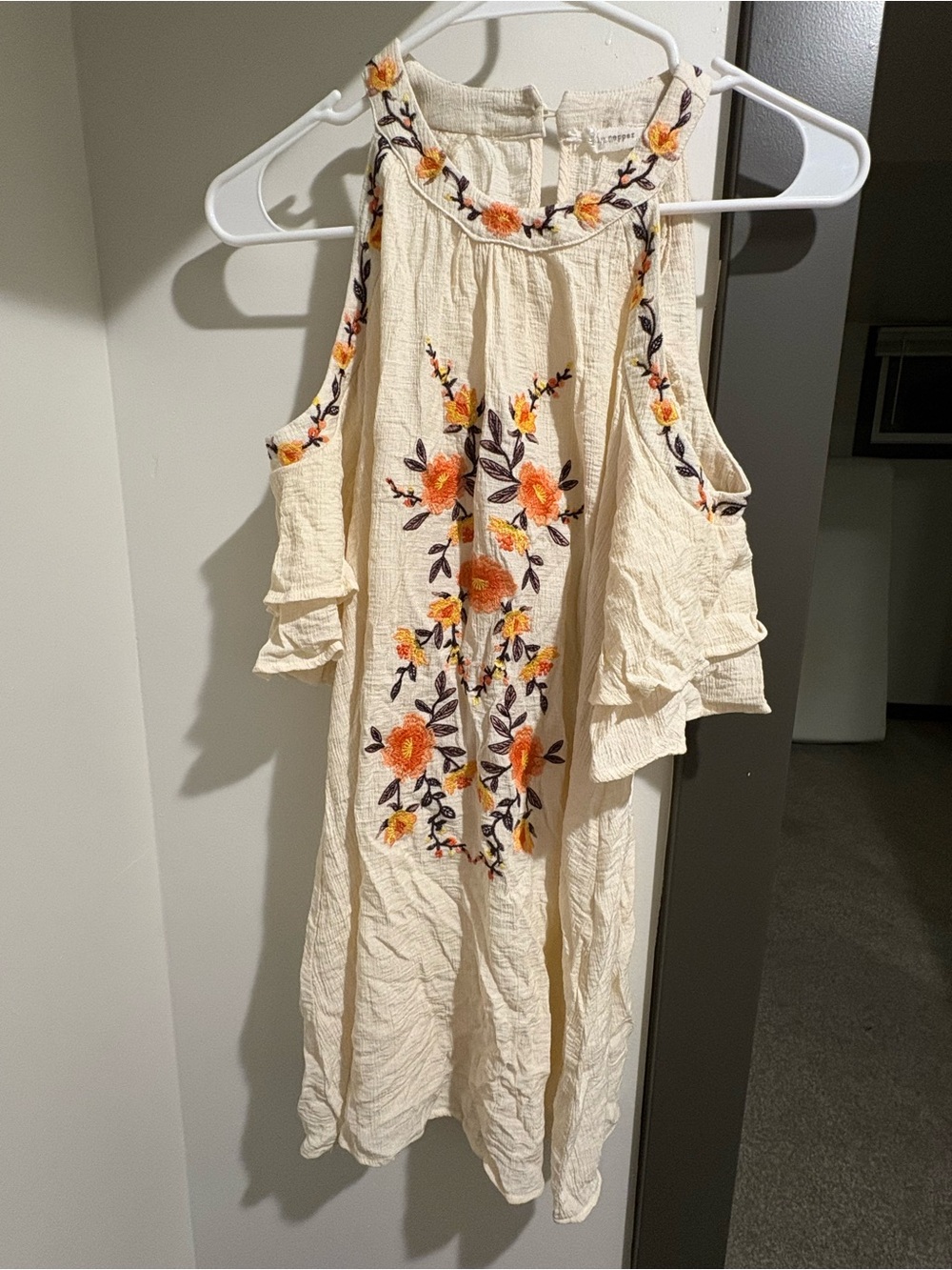 Cream Dress with Embroidery